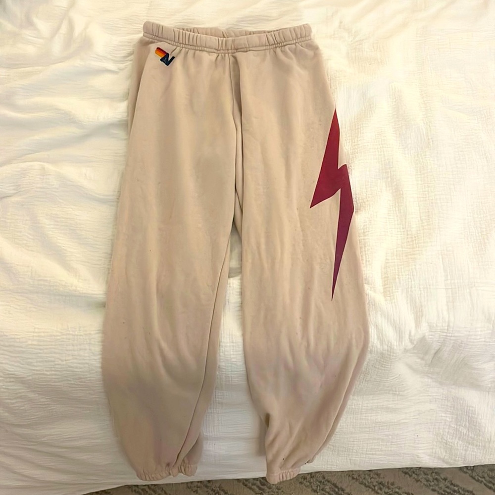 Aviator Nation Pink Lightning Bolt sweatpants